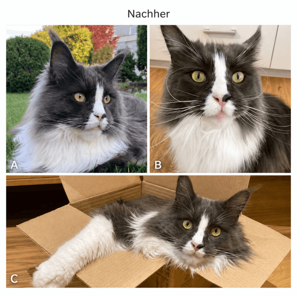 Kater nach der Anwendung des GFP-Komplex® mit sichtbar verändertem Allgemeinzustand und mehr Lebensqualität